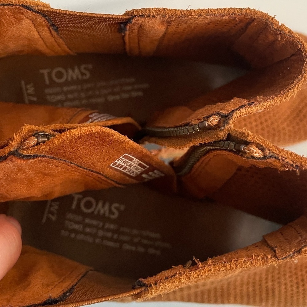 Toms Majorca Peep Toe Cinnamon Suede Booties Size 7 - Picture 7 of 12